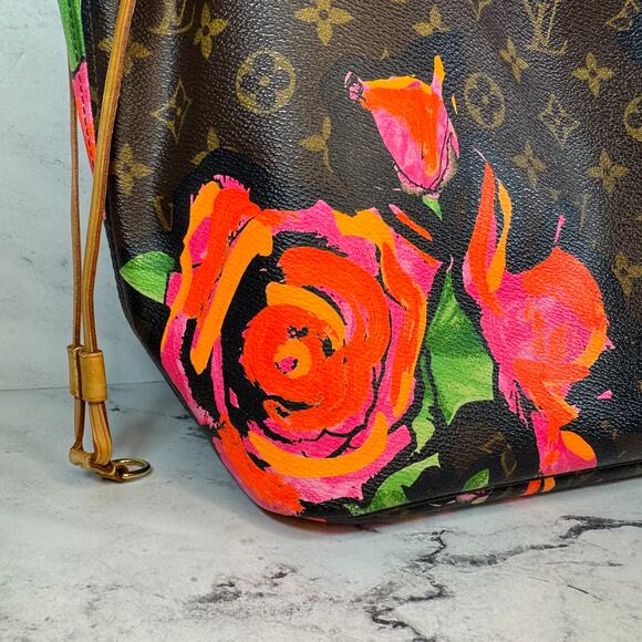 Louis Vuitton Roses Neverfull Bag Stephen Sprouse Monogram Vintage Shoulder Tote - Picture 7 of 15